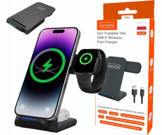 Zenwire Bezdrátová nabíječka A11B 3 v 1 s USB-C pro iPhon...