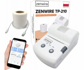 Zenwire Přenosná termální mini tiskárna štítků TP-210 s B...