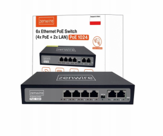 Zenwire Switch Power Splitter POE LAN 8 portů 6 Ethernet ...