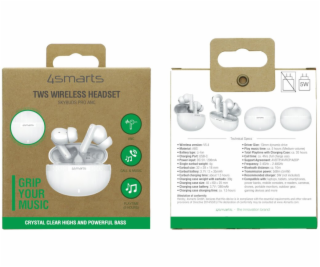 4smarts TWS Bluetooth sluchátka SkyBuds Pro ANC, bílá
