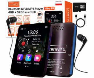 Zenwire Přenosný MP3 MP4 přehrávač Bluetooth FM rádio Hla...