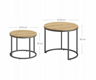 Leobert Konferenční stolek Kulatý, 2 kusy - Artisan / čer...