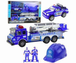 LeanToys Sada velkých figurek policejních aut s přilbou p...