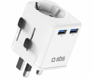 NoName Univerzální cestovní adaptér - EU 2xUSB-A - bílý