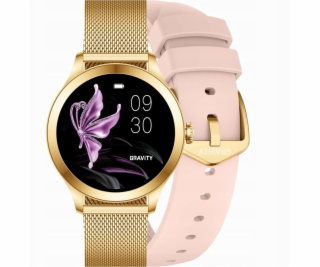 Gravity Chytré hodinky Smartwatch růžovo-zlaté 2 řemínky ...