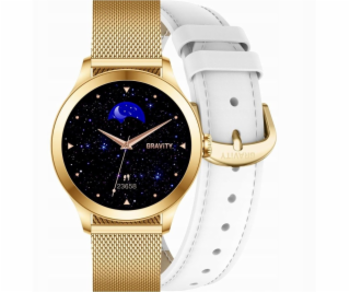 Gravity Chytré hodinky Smartwatch bílá a zlatá 2 řemínky ...