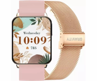 Gravity Chytré hodinky Smartwatch růžovo-zlaté černé 2 ře...
