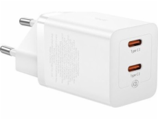 Baseus Nabíječka Nabíječka Baseus GaN5 40W do zásuvky, 2x USB C (bílá)