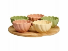 Secret de Gourmet Květinové misky na bambusovém podnose, 5 misek + podložka