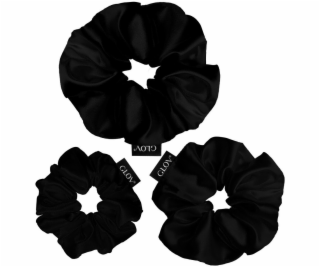 Glov Čelenky Saténové Scrunchies S/M/L Černé 3 ks