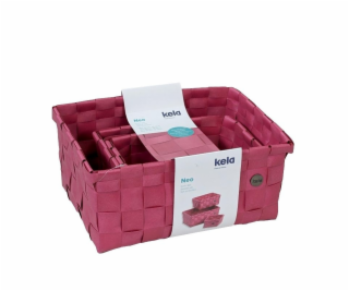 KELA Sada košíků plast malinová červená 3 ks KL-24481