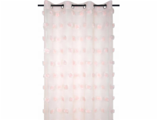 Spod Igły i Nitki Záclona POMPINOU pudrově růžová, bambulky, 135 x 260 cm