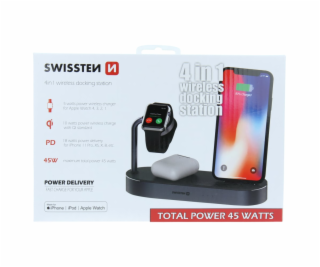 SWISSTEN bezdrátová nabíječka 4v1 MFi (kompatibilní s Mag...