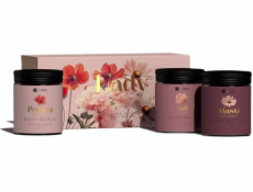 HiSkin Lady Flowers sada koupelových solí, 200 ml + tělový peeling, 200 ml + tělové máslo, 200 ml