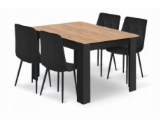 Malys Group Sada stolu NP 120x80 Craft Black + 4 židle LIBRA Black