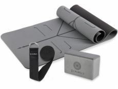 HMS Sada na jógu ŠEDÁ TPE podložka YM10 + kostka KJ02 + popruh SJ02