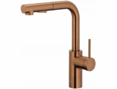 KFA ARMATURA KRAKÓW 6623-110-34 Duero basic stojánková kuchyňská baterie s vytahovacím výtokem a otočným výtokem se 2 funkcemi, PVD kartáčované růžové zlato