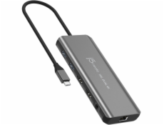 j5create JCD398-N Kabelová dokovací stanice USB 3.2 Gen 2 (3.1 Gen 2) Type-C Šedá