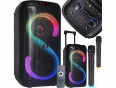 LTC RGB Bluetooth reproduktor 2x8   400W, 2 mikrofony a dálkové ovládání USB/SD/AUX/FM 7200mAh