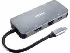 Roline Dokovací stanice/replikátor Víceportová dokovací stanice ROLINE USB 3.2 Gen 2 typu C, 4K HDMI, LAN