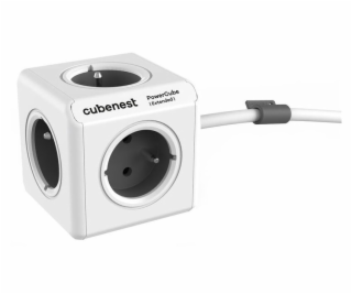 Cubenest Powercube Extended, 5× zásuvka, 1,5 m,  bílá/šed...