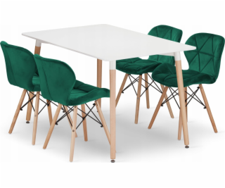 Leobert Sada obdélníkového stolu ADRIA 120x80 bílý + 4 ži...