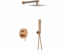 Sprchový set Laveo Pola s dešťovou sprchovou hlavicí a baterií v antickém bronzu