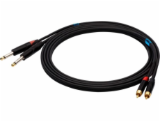 SSQ RCAJM1 SS-1427 Cable 2x RCA - 2x Jack Mono 6 3 mm 1 m Black