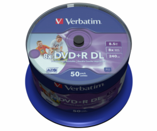 1x50 Verbatim DVD+R Double Layer 8x Speed, 8,5GB tlacitelny