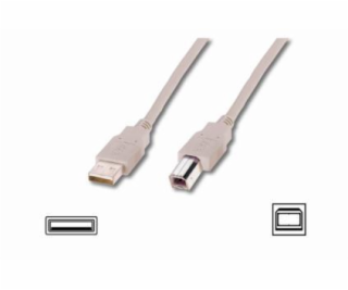 Digitus USB kábel A / samec na B-samec, 2x stíněný, béžov...