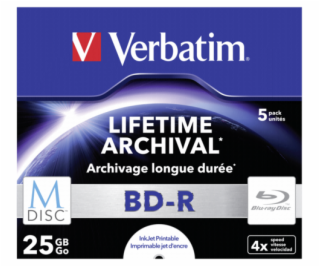 1x5 Verbatim M-Disc BD-R Blu-Ray 25GB 4x Speed, Jewel oba...