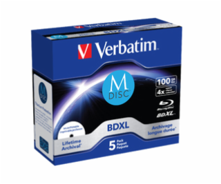 1x5 Verbatim M-Disc BD-R Blu-Ray 100GB 4x Speed inkjet pr...