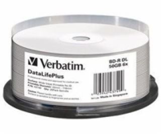 1x25 Verbatim BD-R Blu-Ray 50GB 6x Speed printable Cakebox