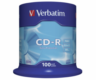 1x100 Verbatim Data Life CD-R 80 700MB, 52x Speed, Cake Box