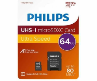 Philips MicroSDXC karta 64GB Class 10 UHS-I U1 incl. adapter