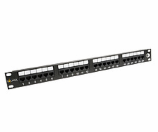 19 "Patch panel Solarix 24 x RJ45 CAT6 UTP čierny