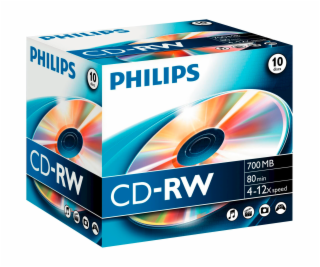 1x10 Philips CD-RW 80Min 700MB 4-12x JC