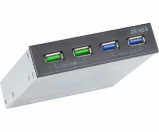 AKASA přední panel HUB 4 Port USB nabíjecí panel s dual Q...