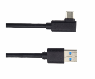 Kabel USB typ C/M - USB 3.0 A/M zahnutý konektor 90°, 2 m