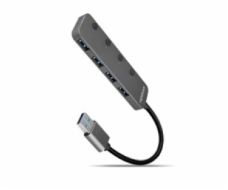 AXAGON HUE-MSA, 4x USB 3.2 Gen 1 SWITCH hub, kovový, micr...