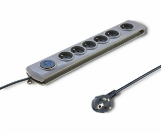 Qoltec Swift prodlužovací kabel, 6 zásuvek, 3 m šedá (50166)