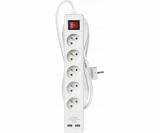 EMOS Prodluž. kabel 5z3m,vyp,1,5mm, 2xUSB (2,1A)