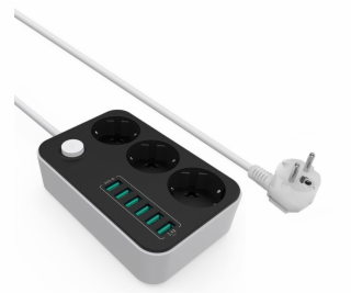COLORWAY Prodlužovací napájecí přívod/ 3x Schuko/ 6x USB ...