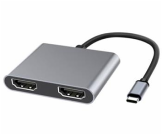 PremiumCord MST adaptér USB-C na 2x HDMI, USB3.0, PD, roz...