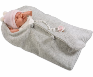 Llorens Mimi plačúca bábika v šedom spacom vaku, 40 cm (G...