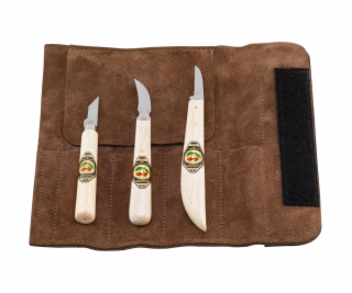 Kirschen Schnitzmessersatz in Velourleder-Rolltasche