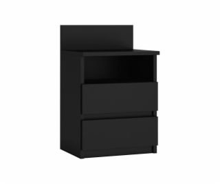 Topeshop M1 ČIERNA MAT nočný stolík 2 zásuvka/zásuvok Čierna