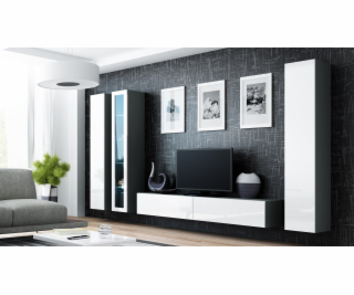 Cama Obývací skříň sestava VIGO 2 šedo/bílý lesk