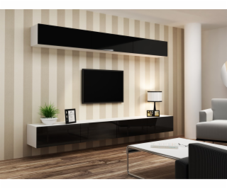 Cama Obývací skříň sestava VIGO 13 bílá/černý lesk