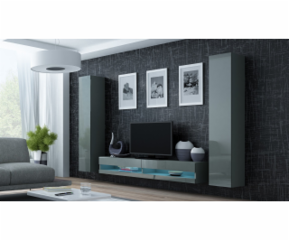 Cama Obývací skříň sestava VIGO NEW 4 šedá/šedá lesk